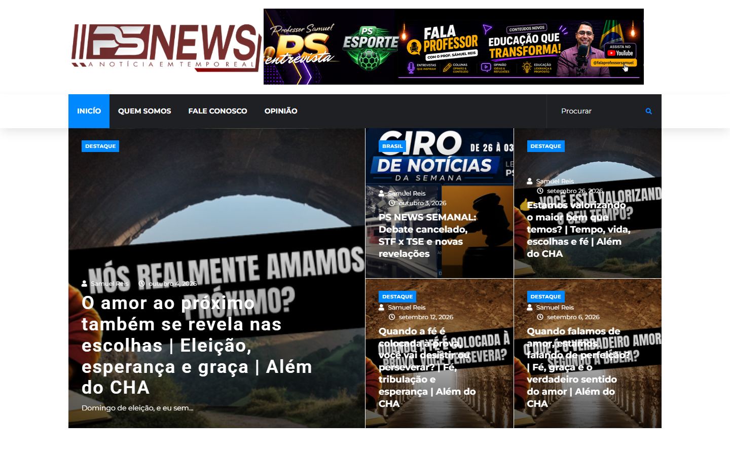 Página inicial do site PS News